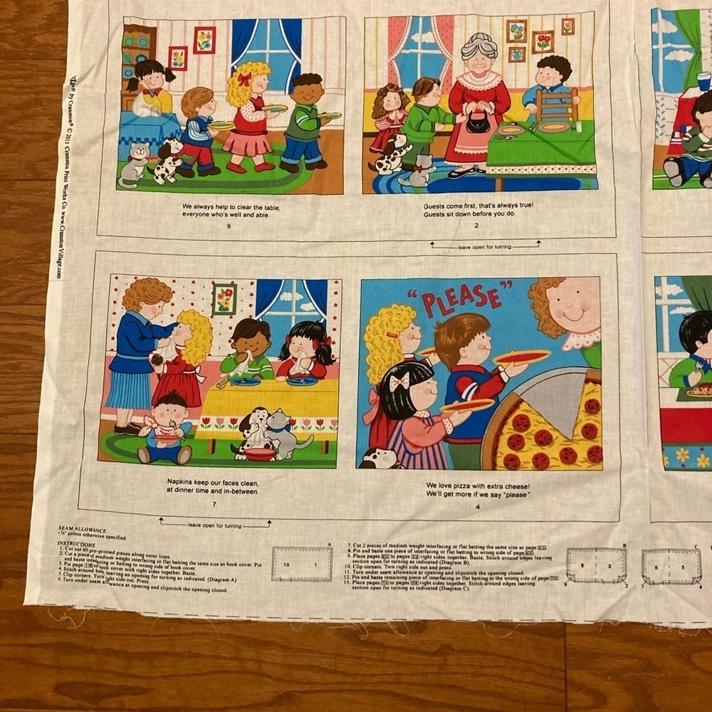 Material for Little Book of Table Manners Cloth Book Craft project sew - Picture 4 of 6